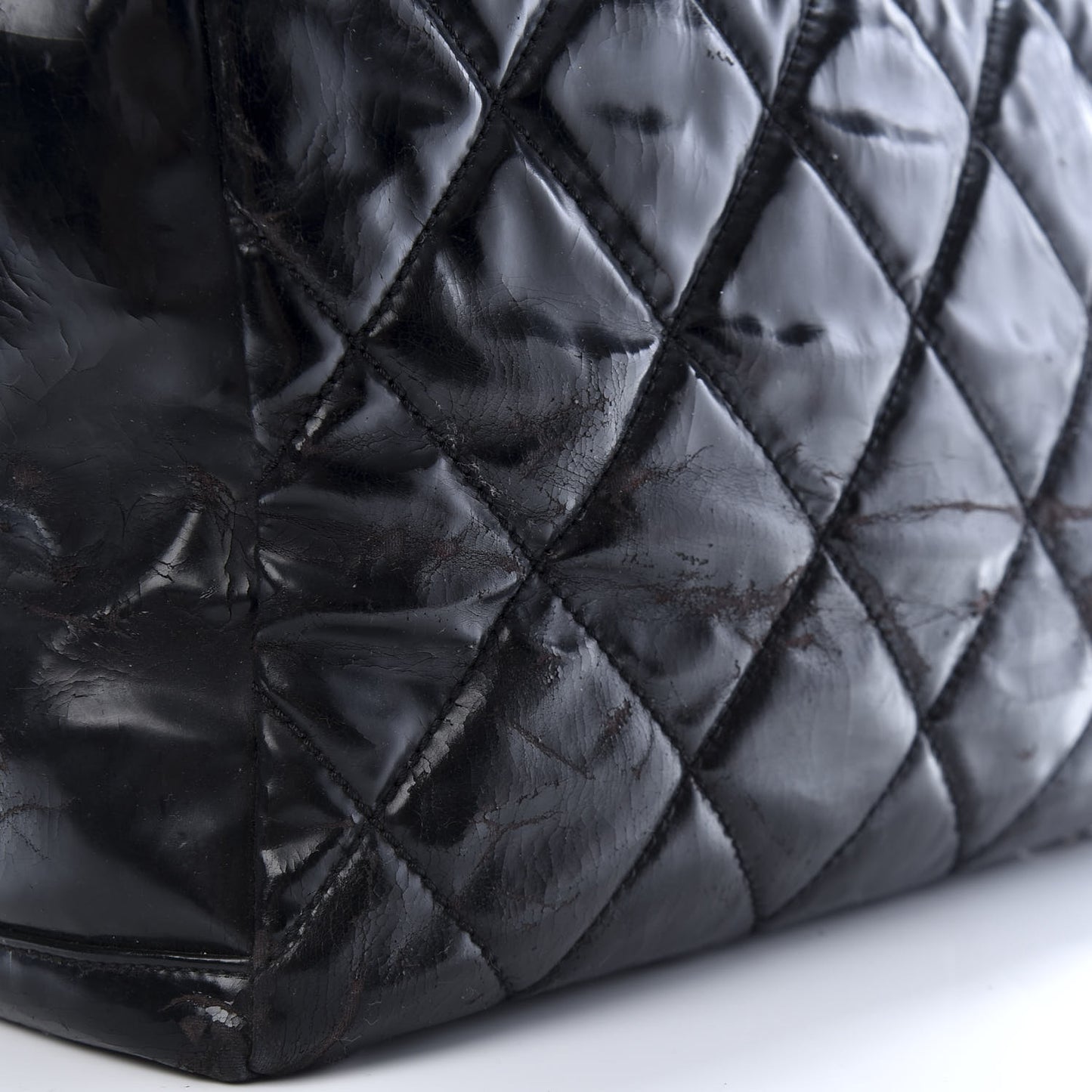 Vinyl Quilted Large Paris Biarritz Tote Black