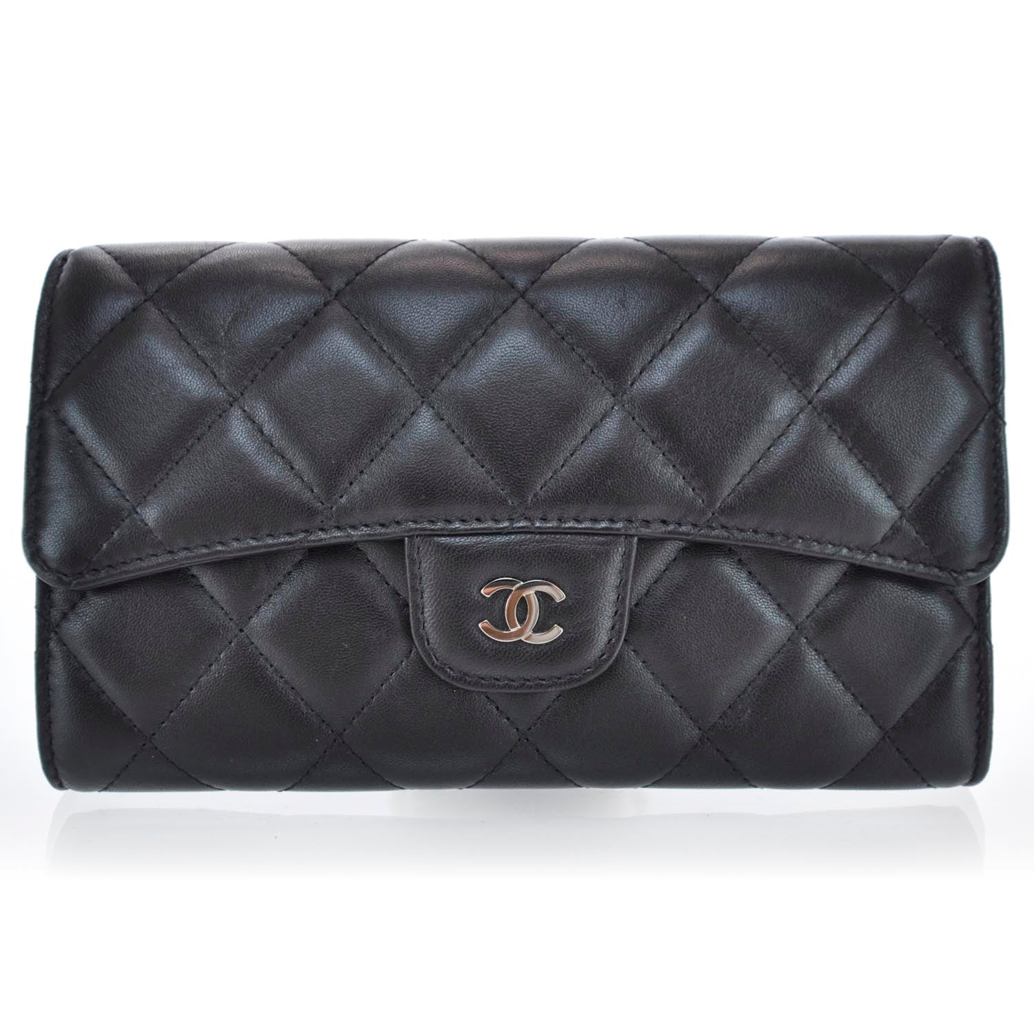 Chanel Lambskin Large Flap Wallet Black 1 of 9