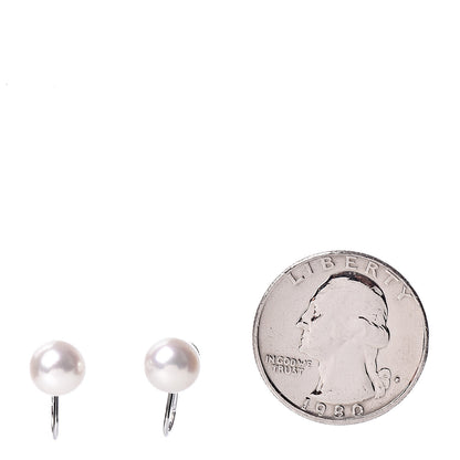 Mikimoto Sterling Silver 18K White Gold Akoya Pearl 7-8mm Strand Necklace Earring Set 6 of 10