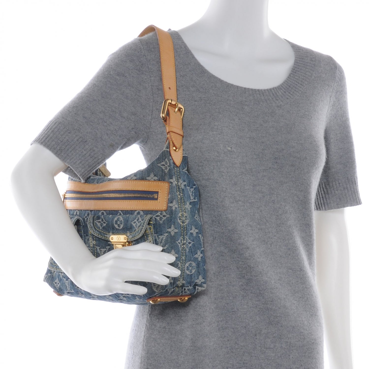 Louis Vuitton Monogram Denim Baggy PM Blue 2 of 7