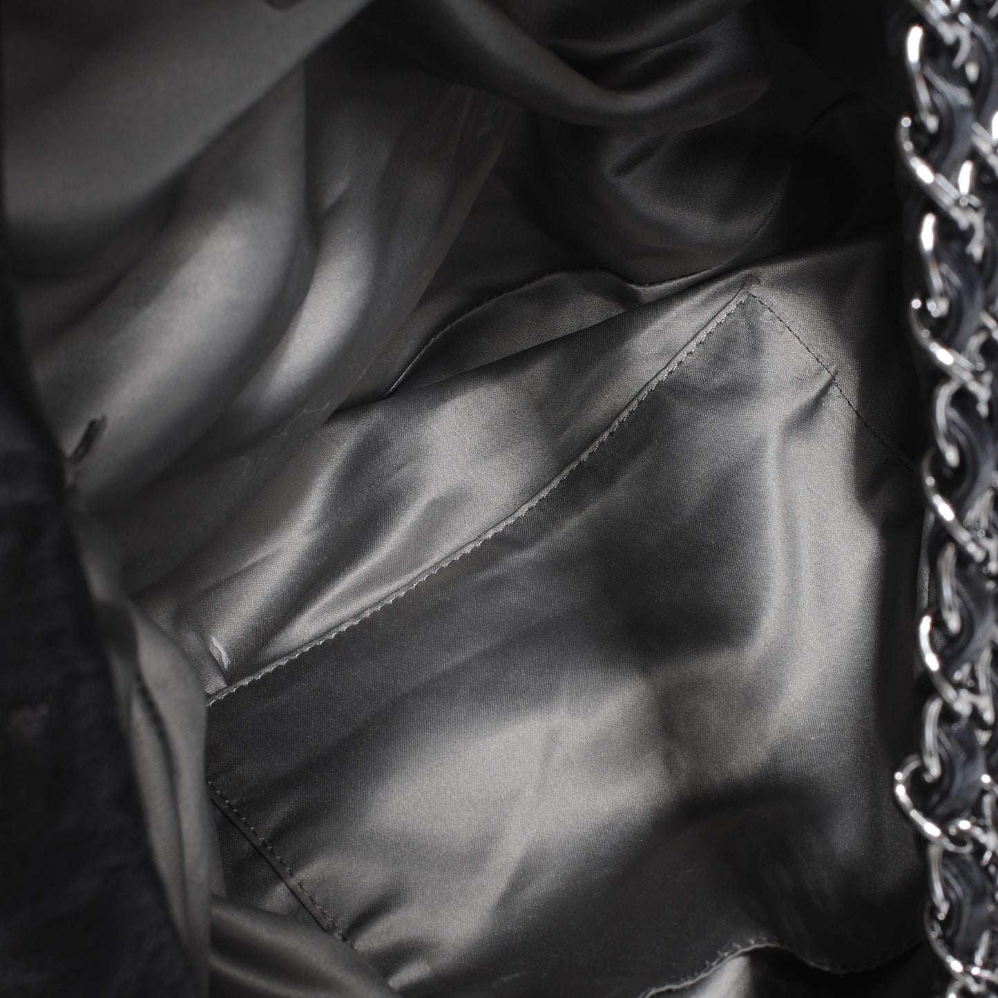 Lambskin Large Rock and Chain Hobo Black