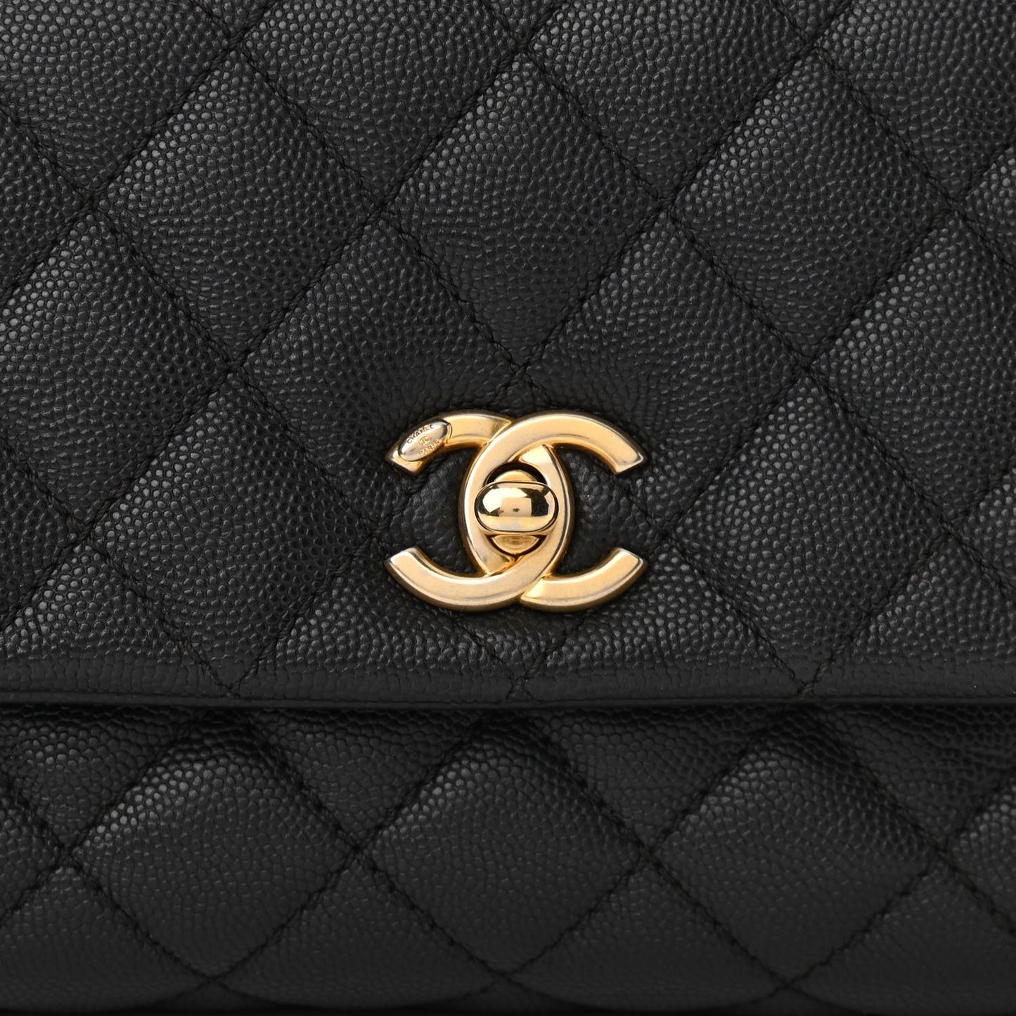 Caviar Quilted Mini Coco Handle Flap Black