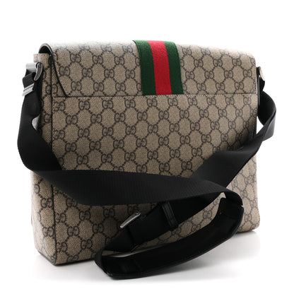 Gucci GG Supreme Monogram Web Flap Messenger Bag Black 3 of 10