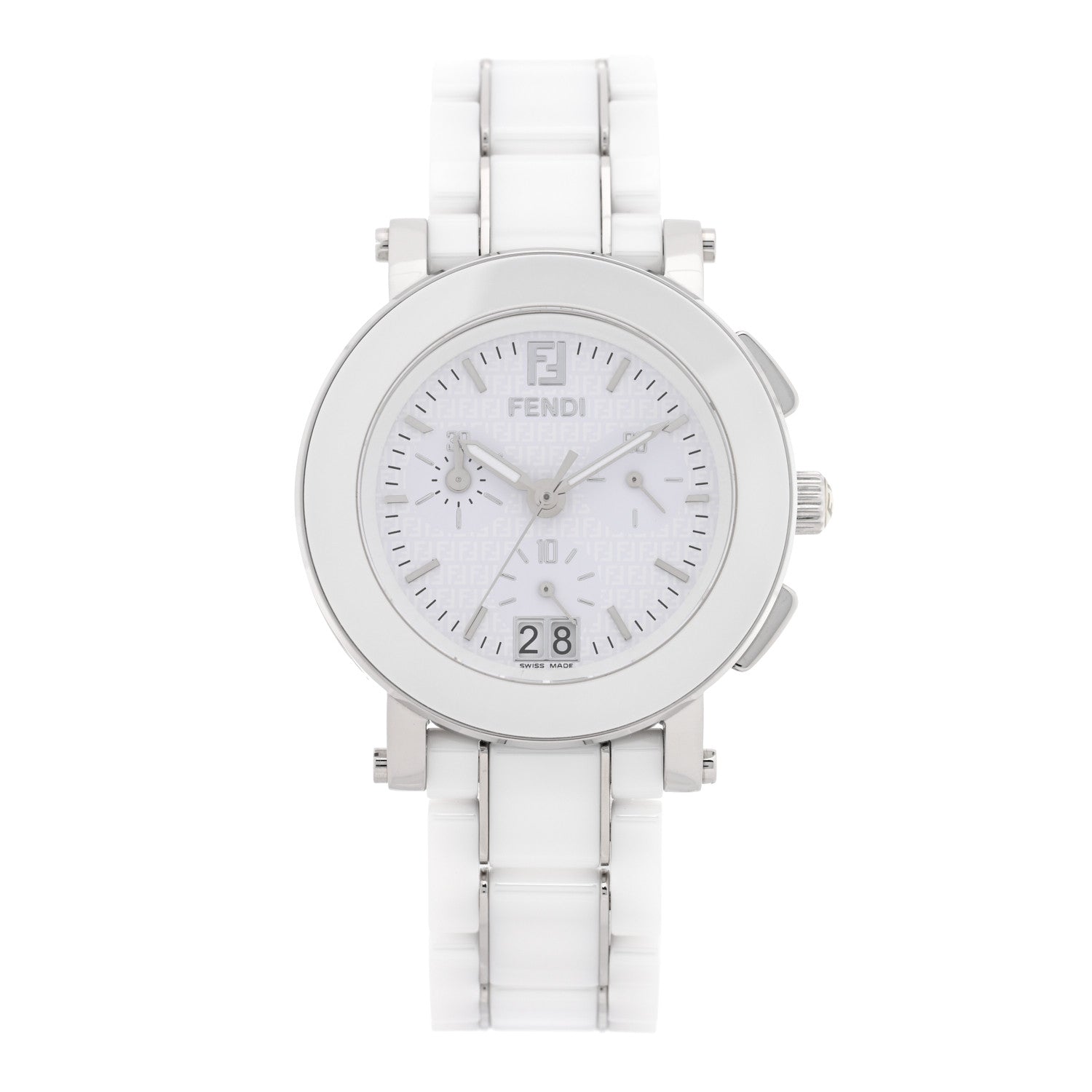 Fendi Stainless Steel Ceramic 38mm Chronograph Quartz Watch White 1 of 5