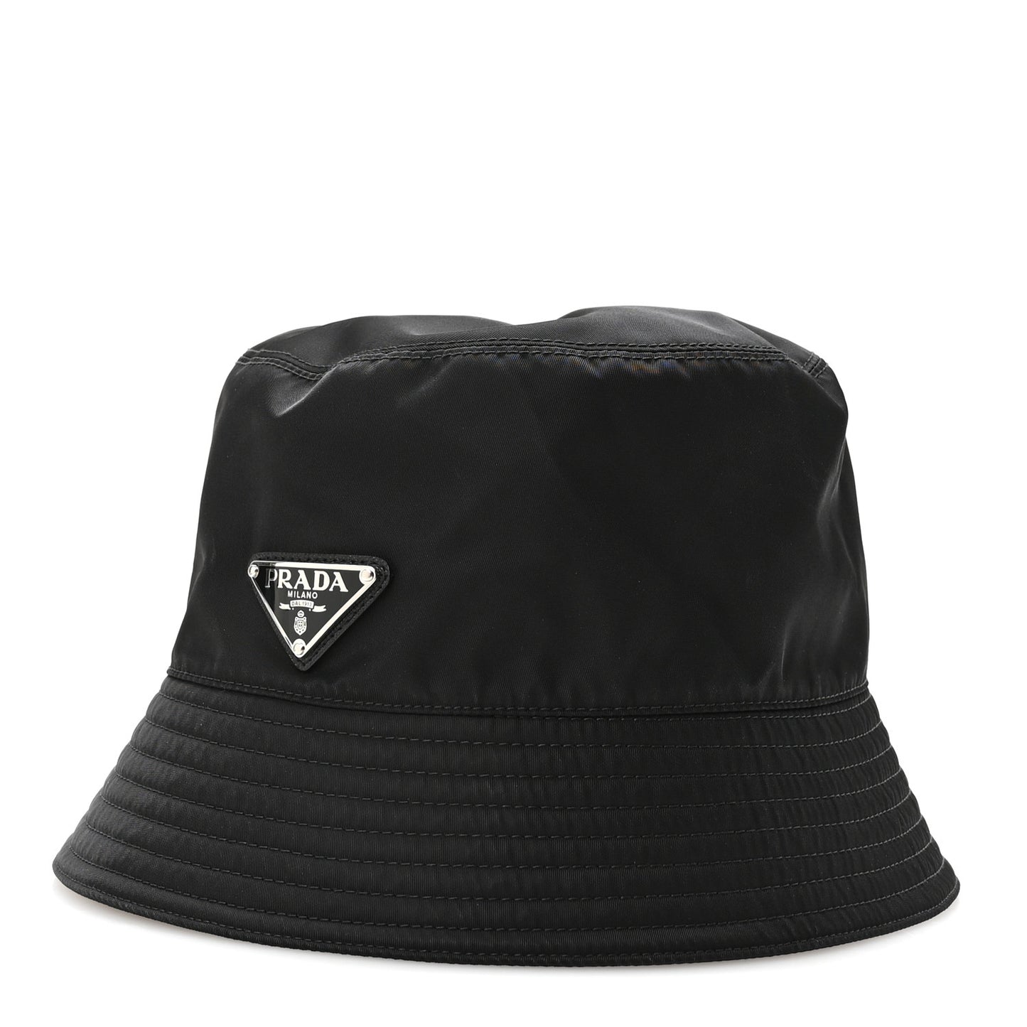 Re-Nylon Metal Triangle Logo Womens Bucket Hat L Black