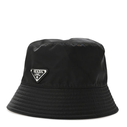 Prada Re-Nylon Metal Triangle Logo Womens Bucket Hat L Black 1 of 9