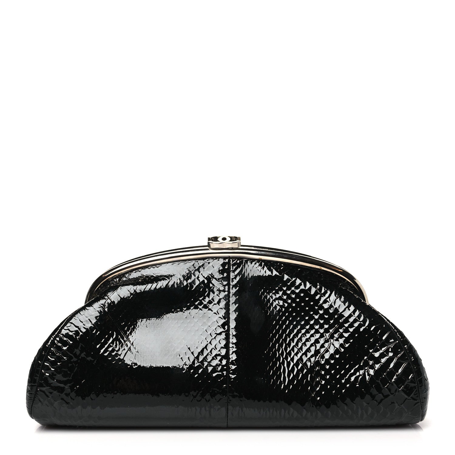 Chanel Glazed Snakeskin Timeless Clutch Black 1 of 11