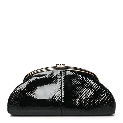 Chanel Glazed Snakeskin Timeless Clutch Black 1 of 11