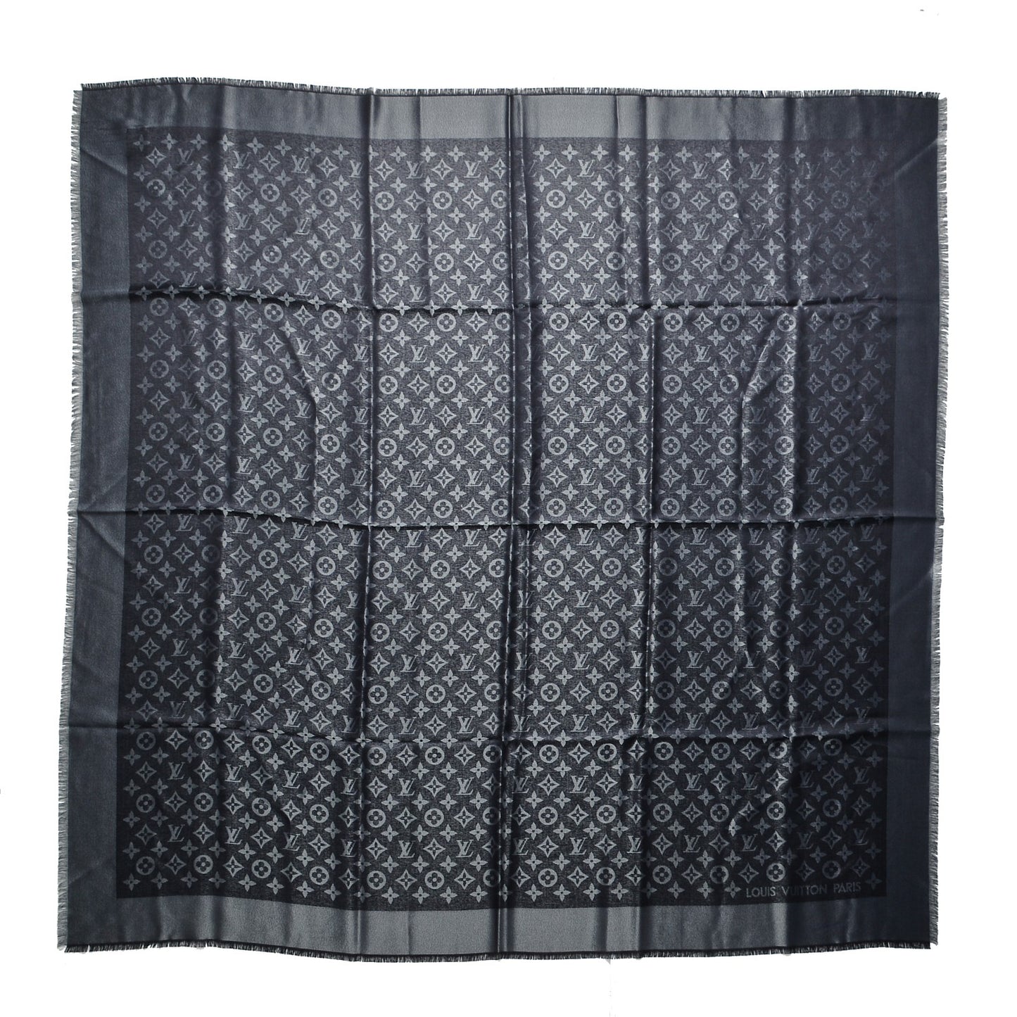 Silk Lurex Wool Monogram Shine Shawl Black