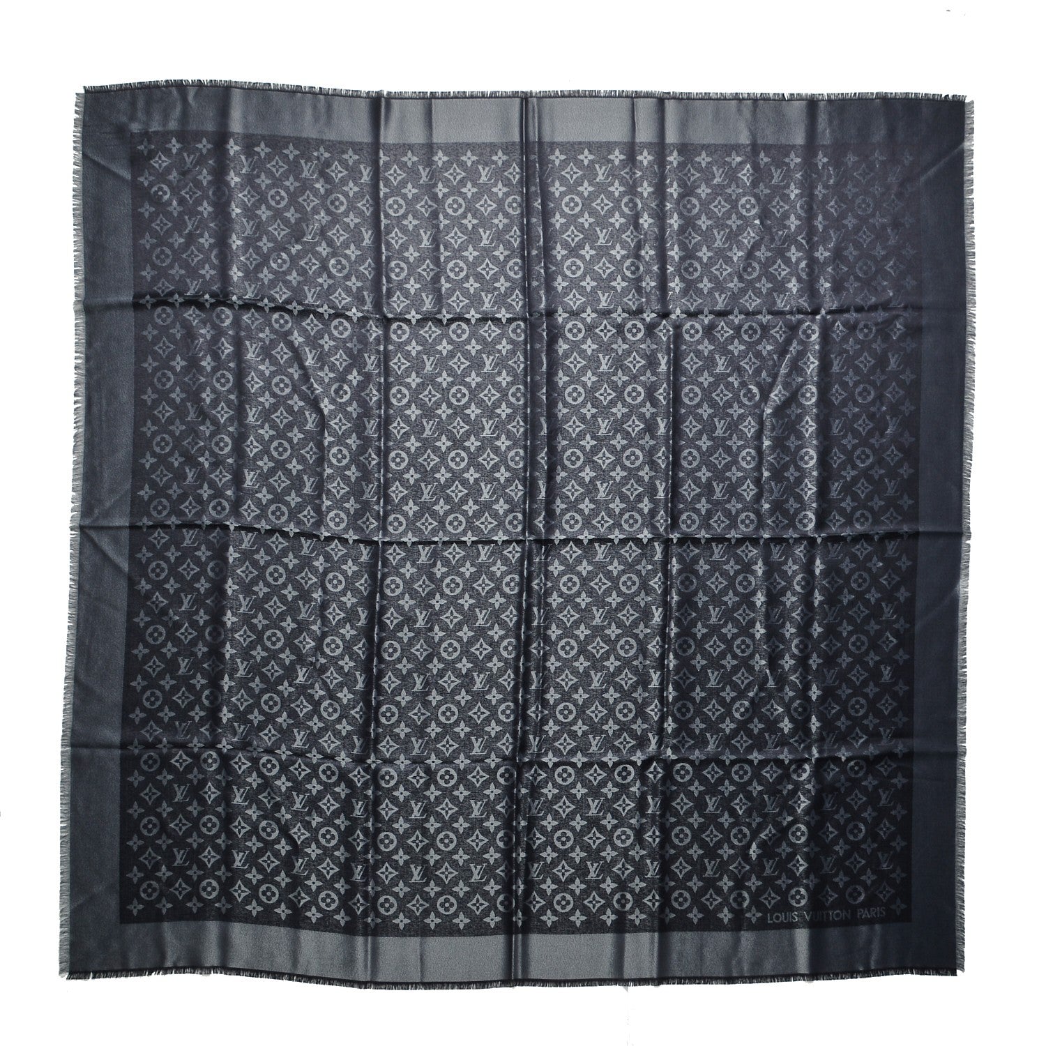 Louis Vuitton Silk Lurex Wool Monogram Shine Shawl Black 1 of 4