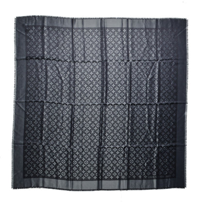 Louis Vuitton Silk Lurex Wool Monogram Shine Shawl Black 1 of 4