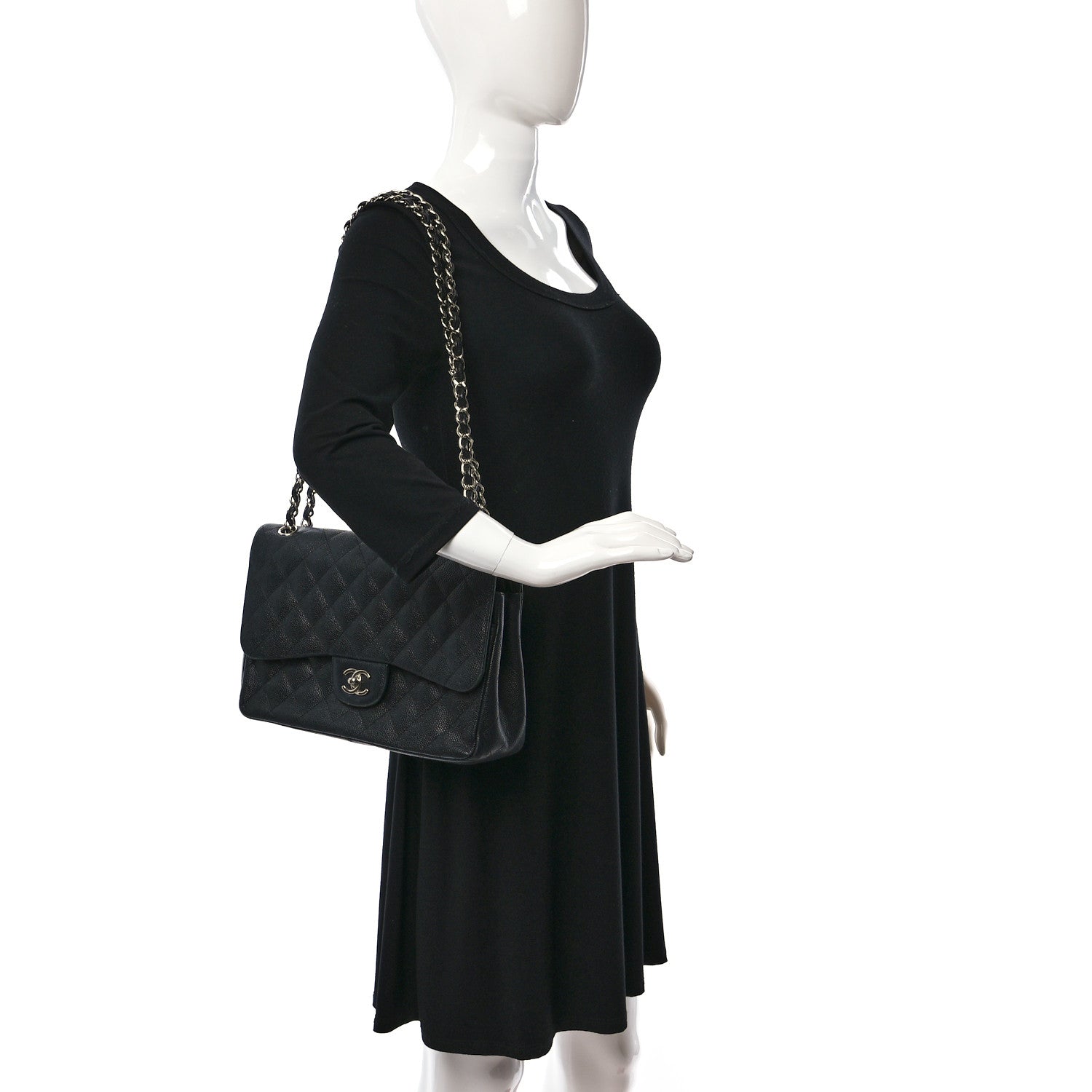 Chanel Caviar Quilted Jumbo Double Flap Black 2 of 10