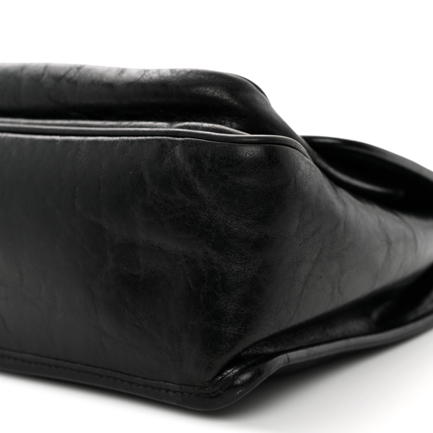 Crinkled Calfskin Monogram Medium Niki Chain Satchel Black