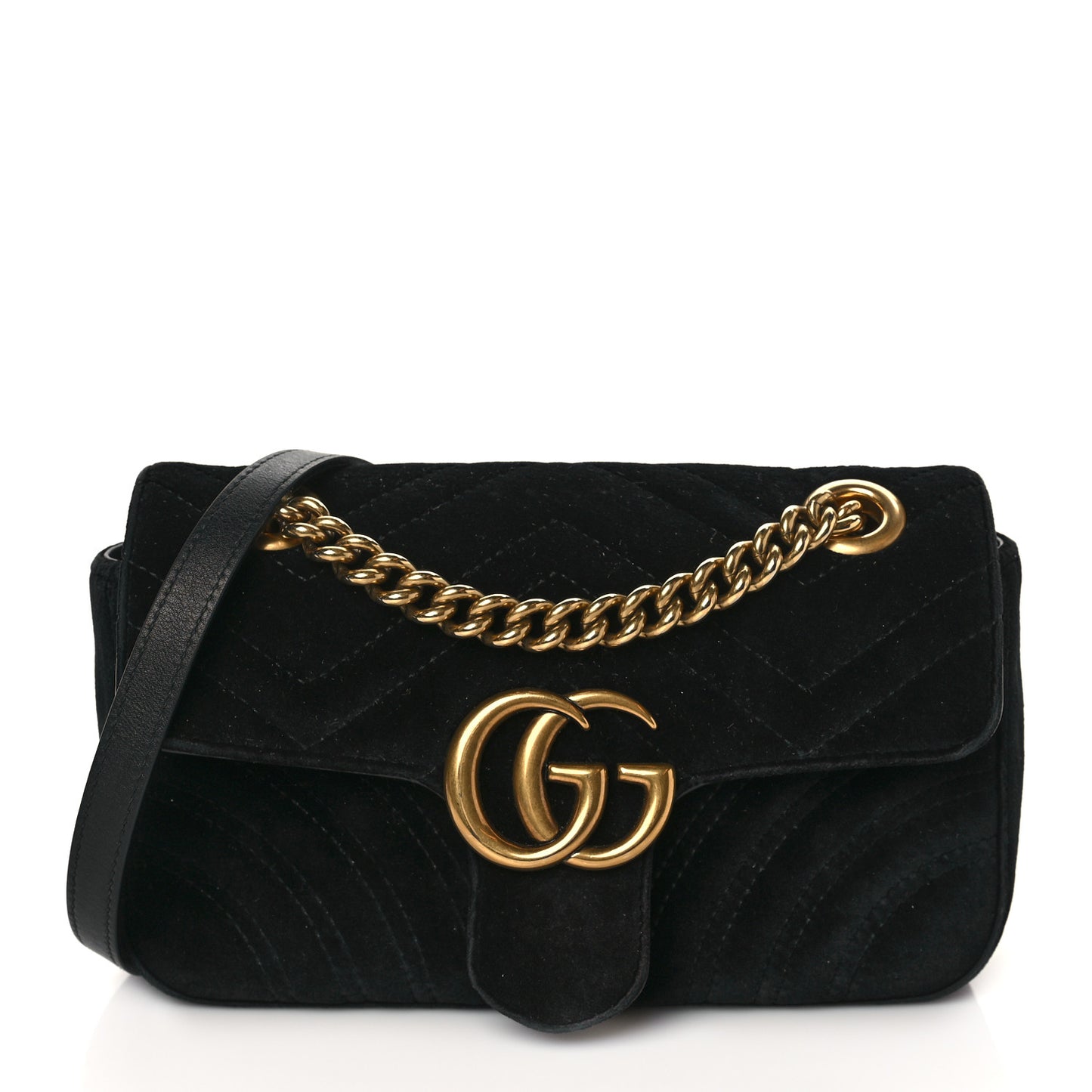 Velvet Matelasse Mini GG Marmont Shoulder Bag Black