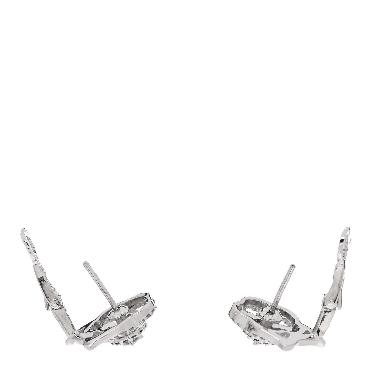 18K White Gold Diamond Camelia Earrings