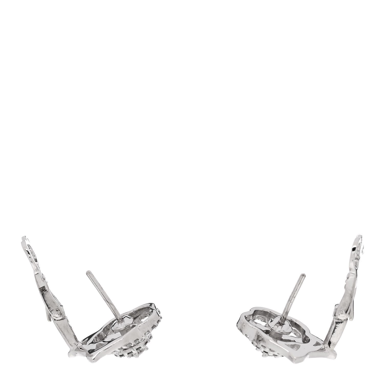 Chanel 18K White Gold Diamond Camelia Earrings 3 of 5
