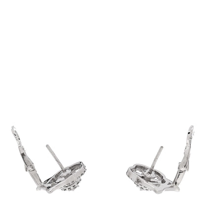 Chanel 18K White Gold Diamond Camelia Earrings 3 of 5