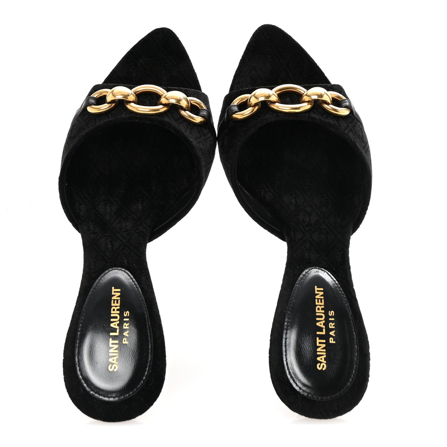Velour All-Over Monogram Le Maillon 60 Mules 35 Black