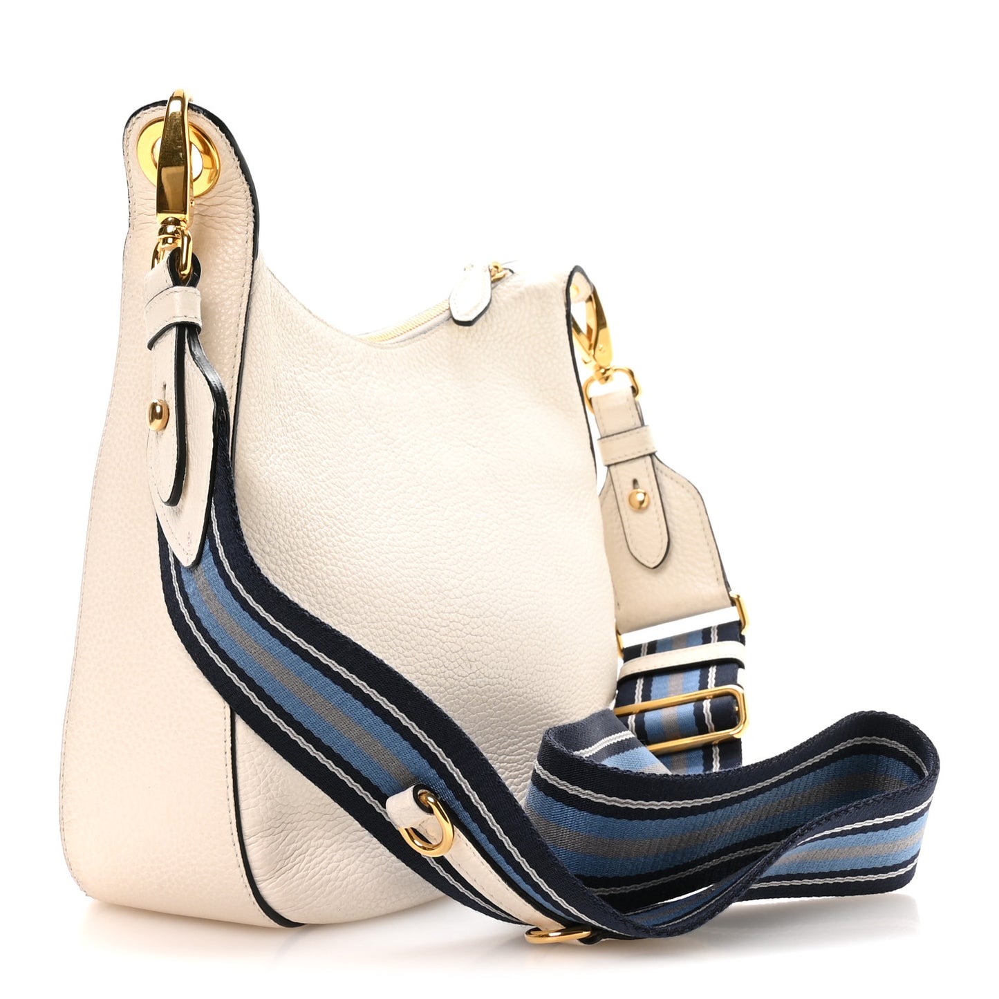 Vitello Phenix Zippered Messenger Hobo White