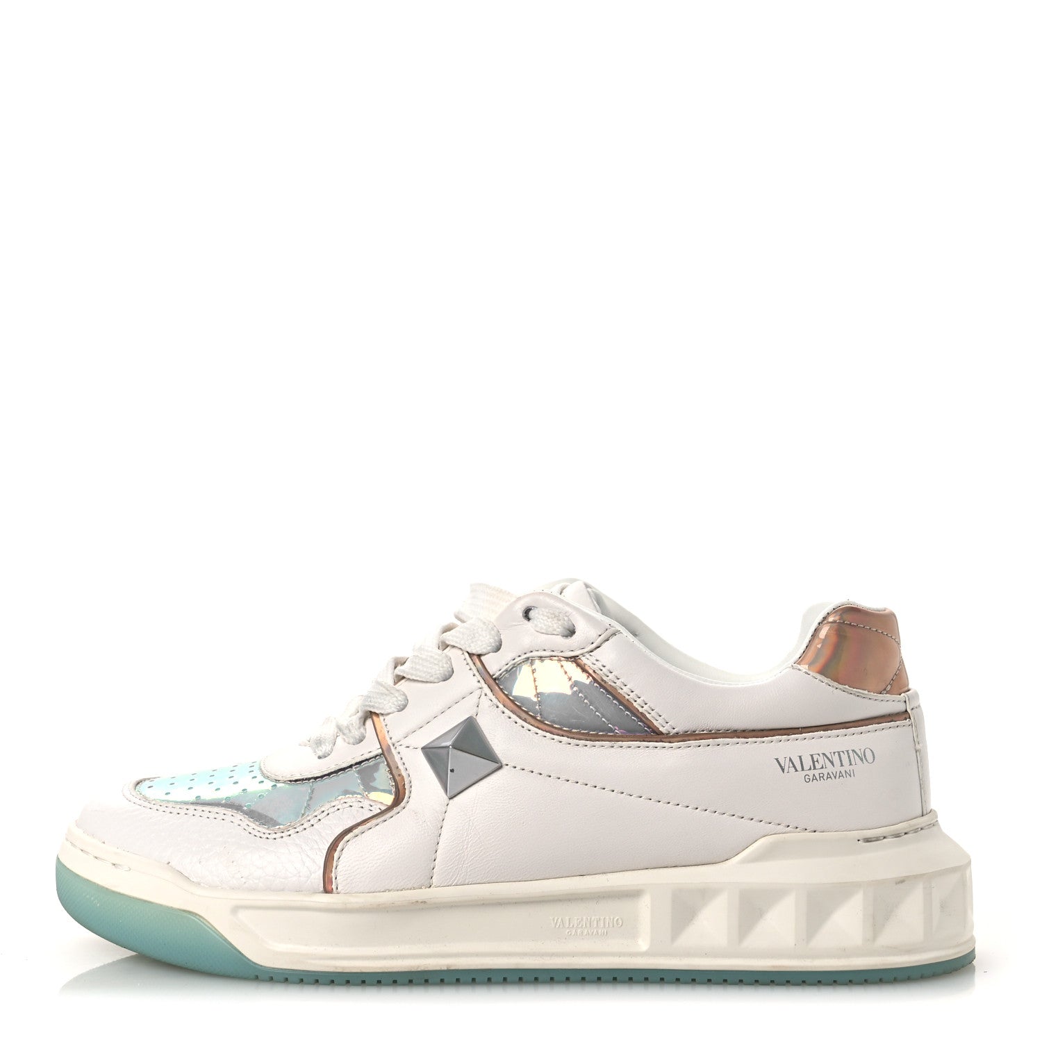 Valentino Garavani Nappa Metallic One Stud Low Top Sneakers 37 White 1 of 14