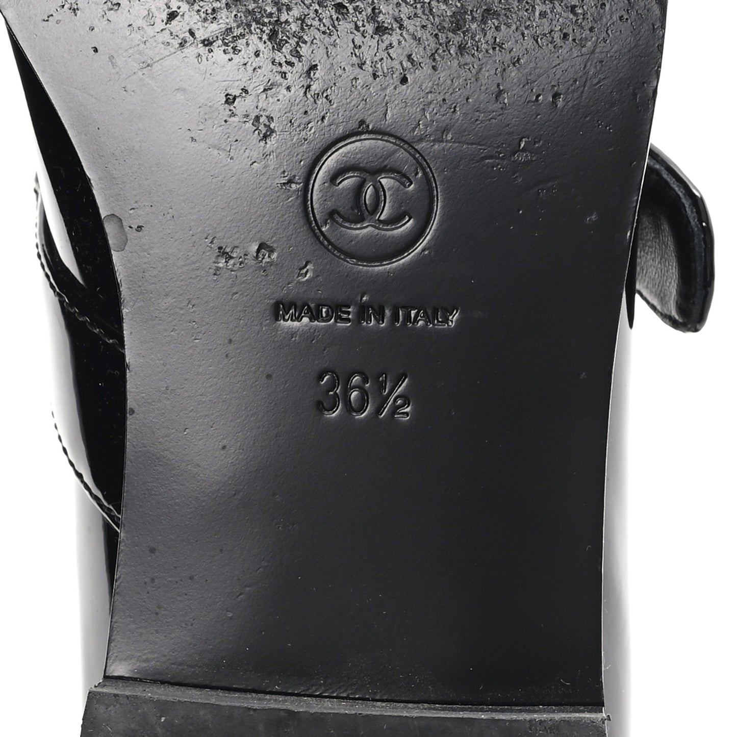 Patent Calfskin Mary Janes Flats 36.5 Black