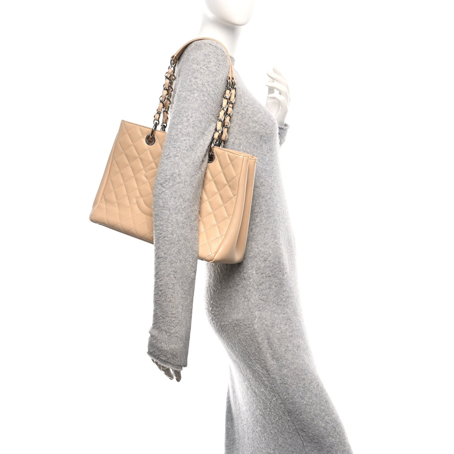 Chanel Caviar Quilted Grand Shopping Tote GST Beige 2 of 10