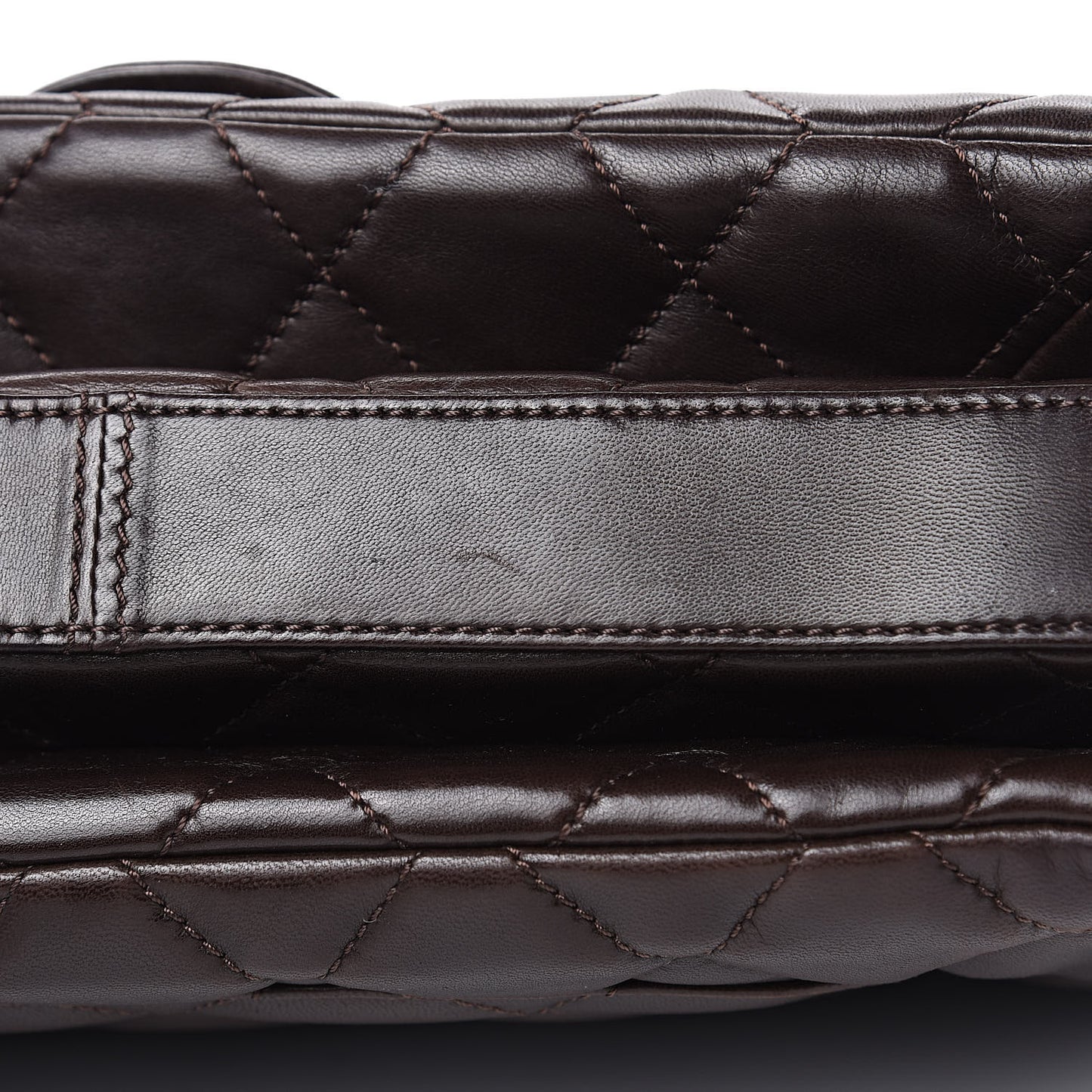 Lambskin Quilted Large 3 Flap Brown