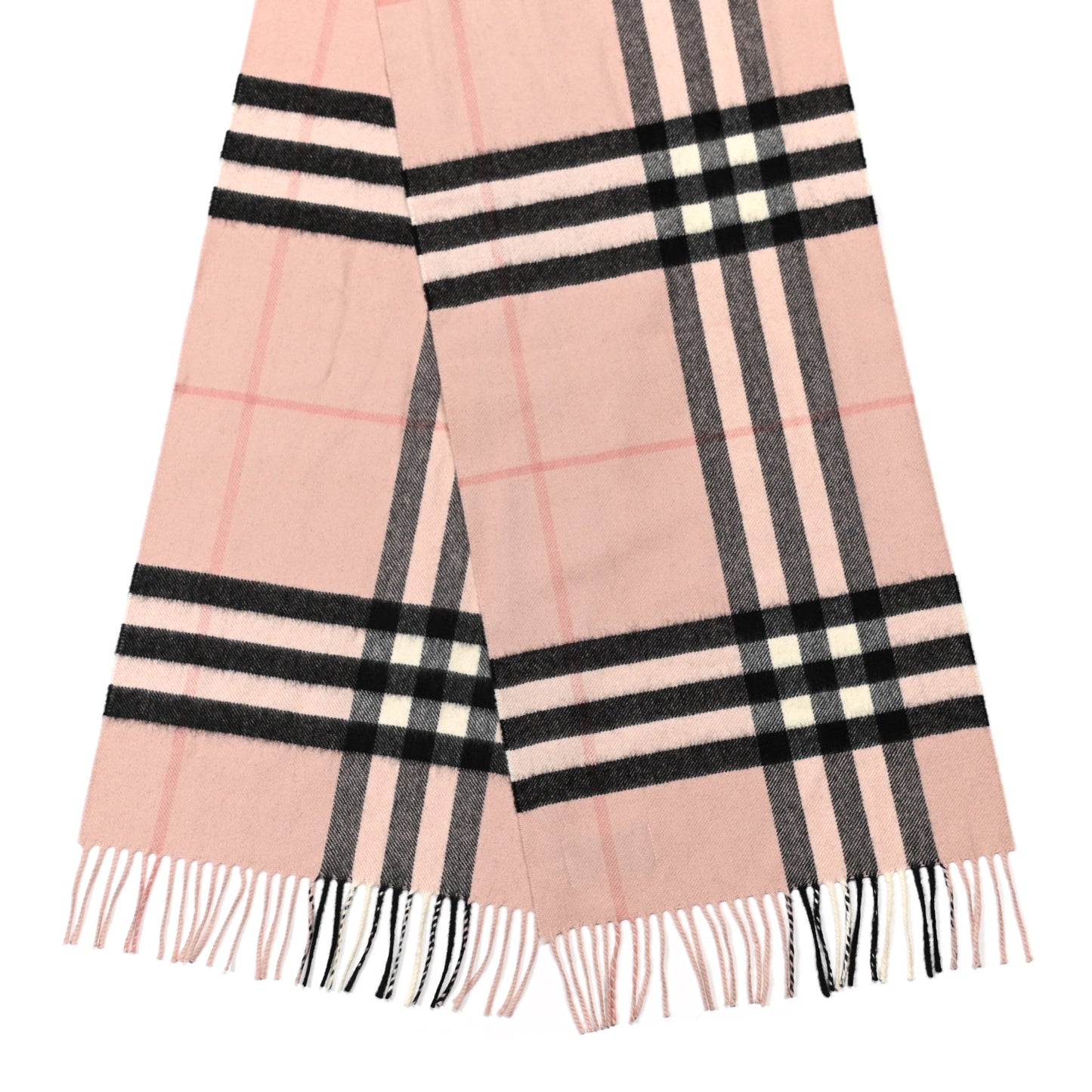 Cashmere Giant Heritage Check Fringe Scarf Ash Rose