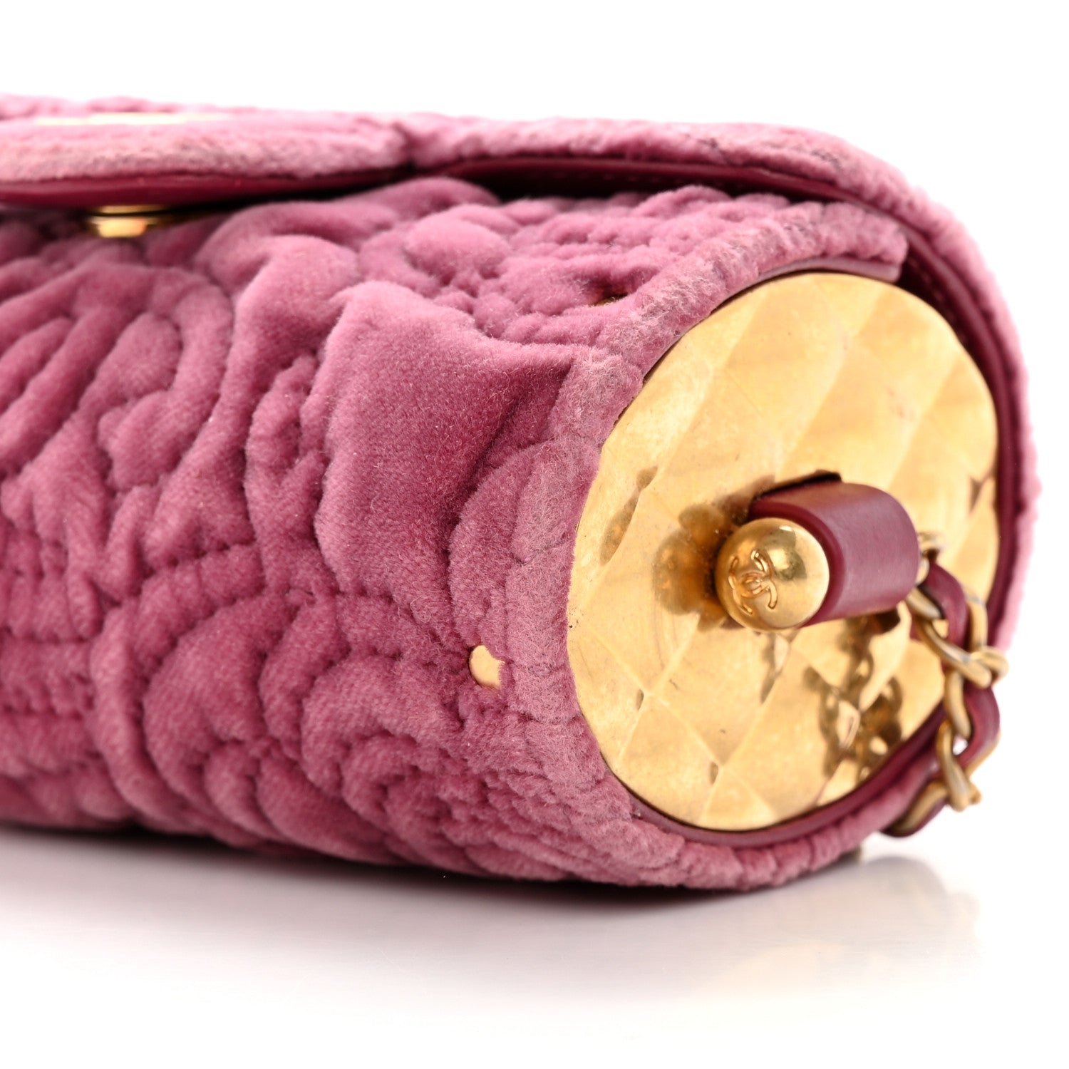 Chanel Velvet Camellia Embossed Jewel Belt Card Holder With Chain Pink 9 of 13