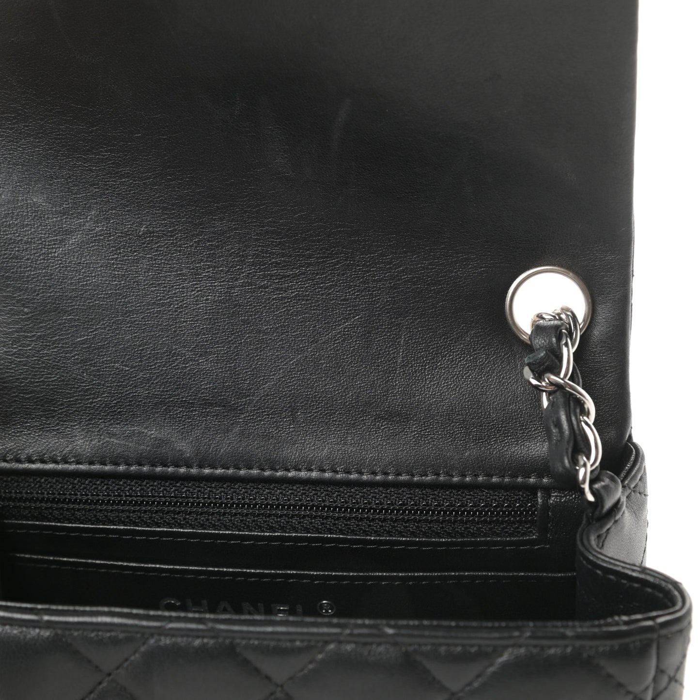 Lambskin Quilted Mini Square Flap Black