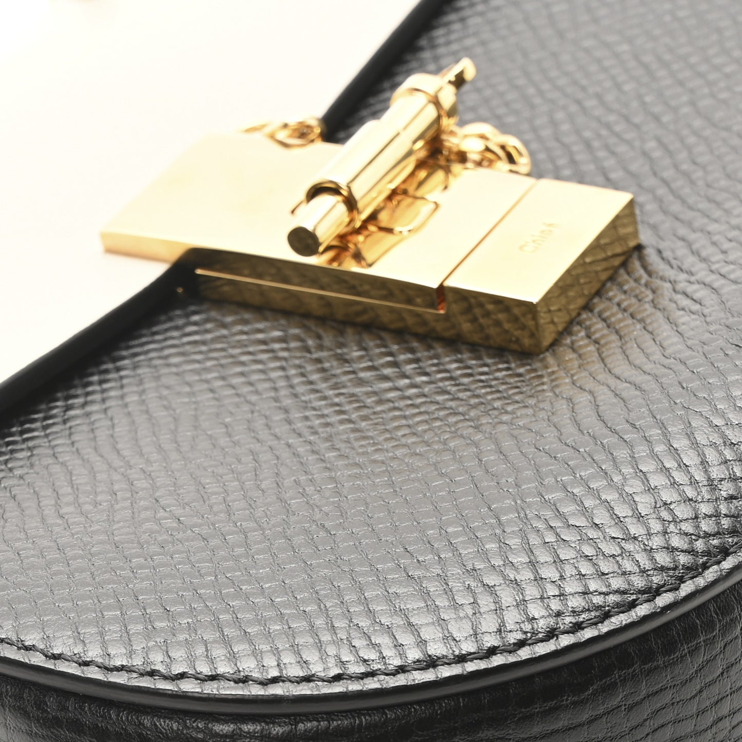 Grained Calfskin Lambskin Mini Bi-Color Drew Shoulder Bag Black Powder Beige