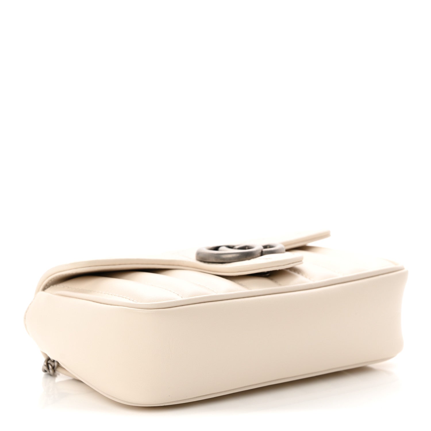 Gucci Calfskin Matelasse Aria Super Mini GG Marmont Shoulder Bag Mystic White 4 of 10