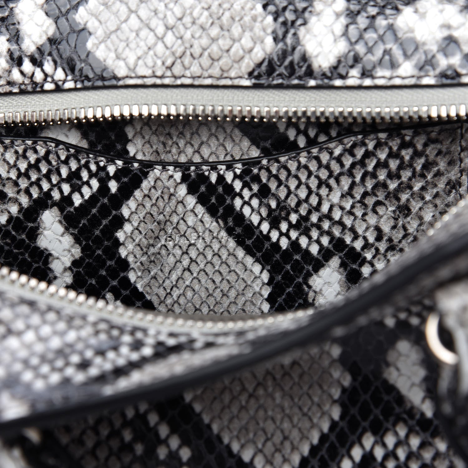 Balenciaga Grained Calfskin Snake Effect Neo Classic Silver Hardware Mini City Black White 8 of 8