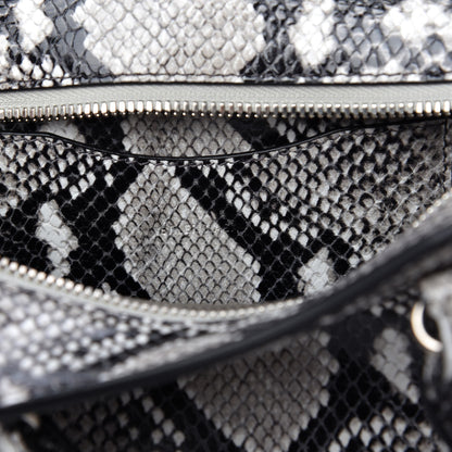 Balenciaga Grained Calfskin Snake Effect Neo Classic Silver Hardware Mini City Black White 8 of 8
