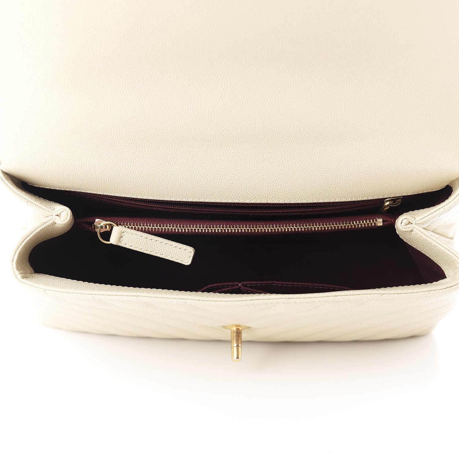 Chanel Caviar Chevron Quilted Small Coco Handle Flap Light Beige 5 of 10