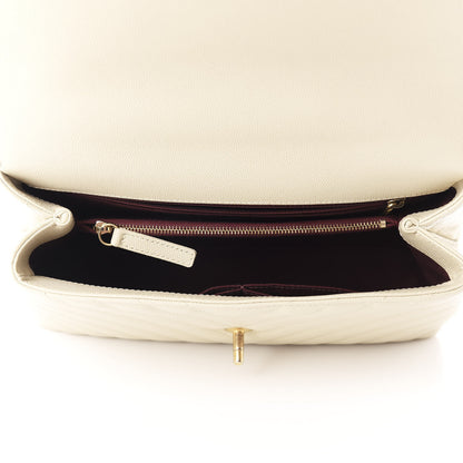 Chanel Caviar Chevron Quilted Small Coco Handle Flap Light Beige 5 of 10