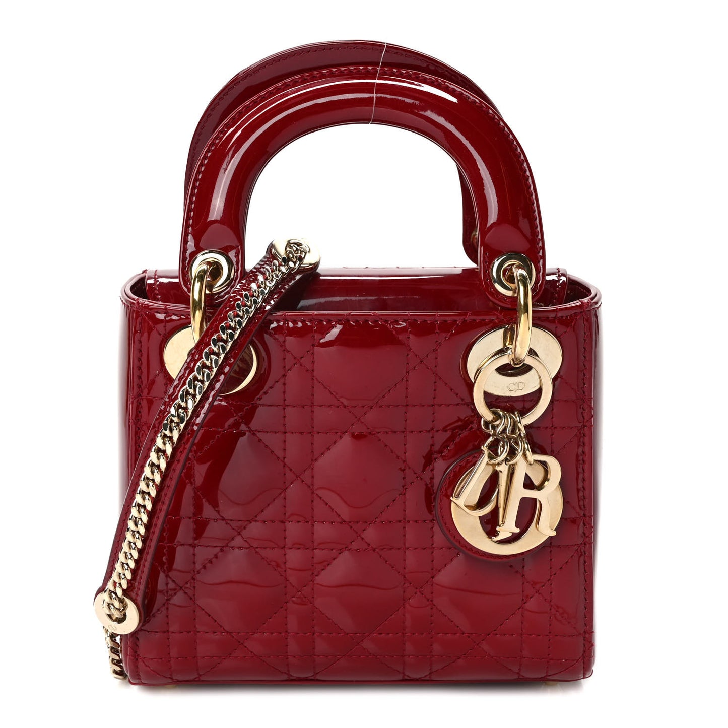 Patent Cannage Mini Lady Dior Red