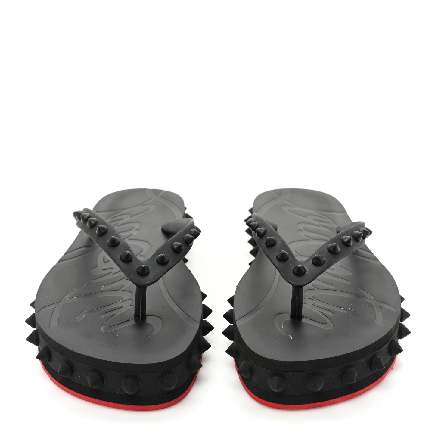 Rubber Spike Loubi Flip Flip Platform Sandals 38 Black