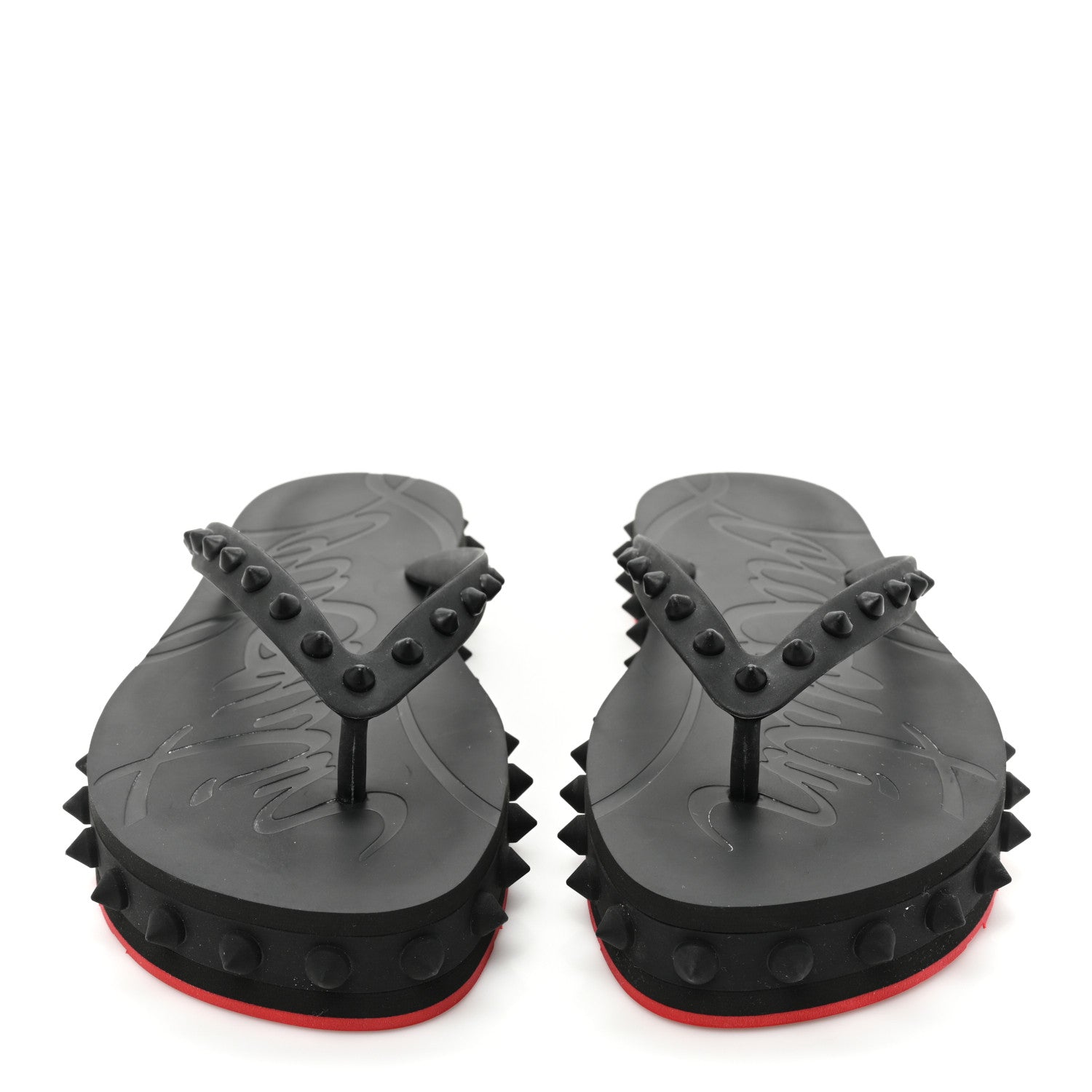 Christian Louboutin Rubber Spike Loubi Flip Flip Platform Sandals 38 Black 2 of 9