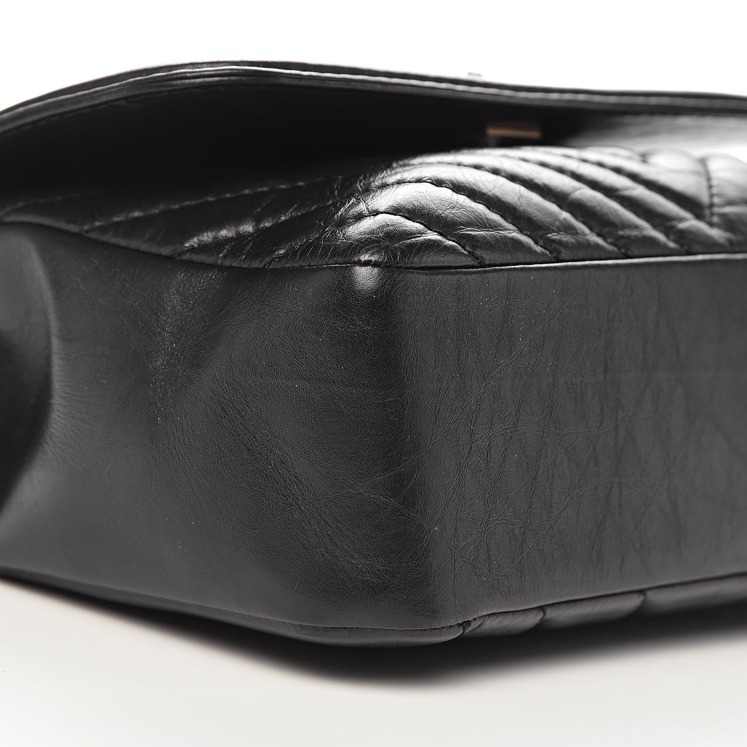 Chanel Calfskin Chevron Quilted Top Handle Flap Black 11 of 13