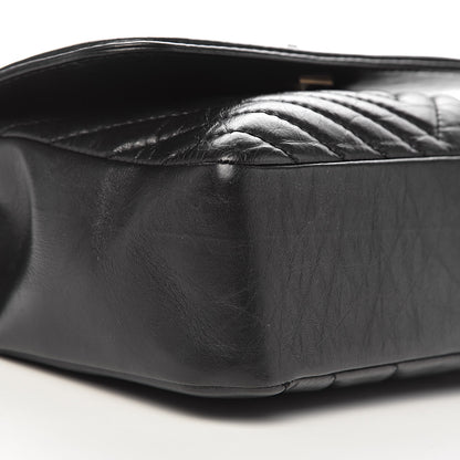 Chanel Calfskin Chevron Quilted Top Handle Flap Black 11 of 13