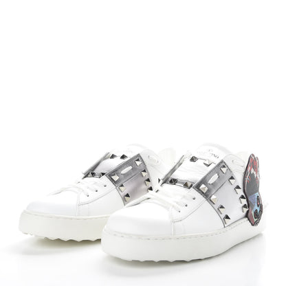 Valentino Garavani X UNDERCOVER Calfskin Butterfly Womens Rockstud Untitled Open Sneakers 39 White Silver 3 of 11