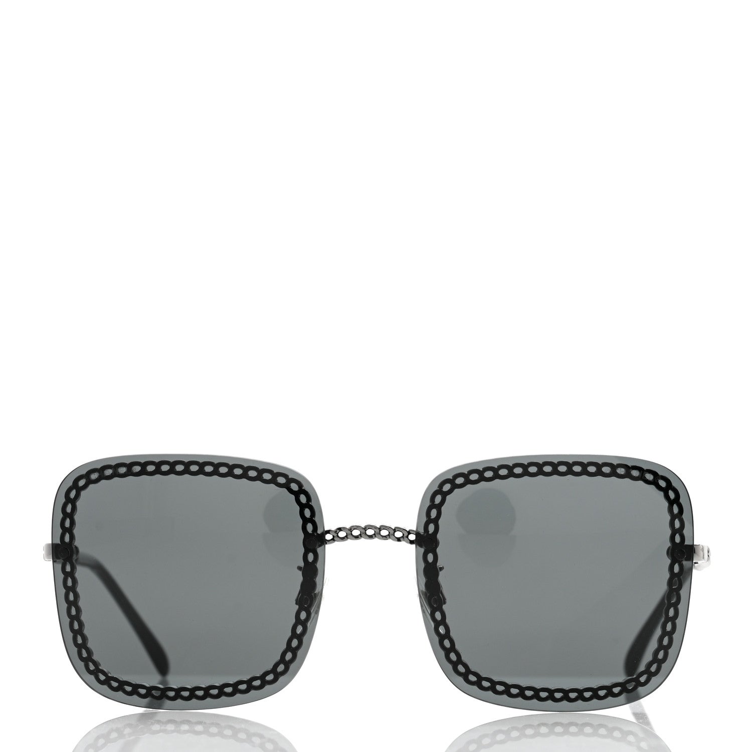 CHANEL Chanel Square Removable Chain Pearl Sunglasses 4244 Black 1291446