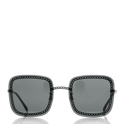 Chanel Square Removable Chain Pearl Sunglasses 4244 Black 2 of 7