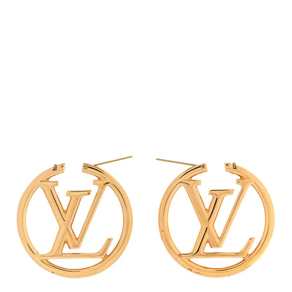 Louis Vuitton Metal Louise Hoop Earrings Gold 3 of 4