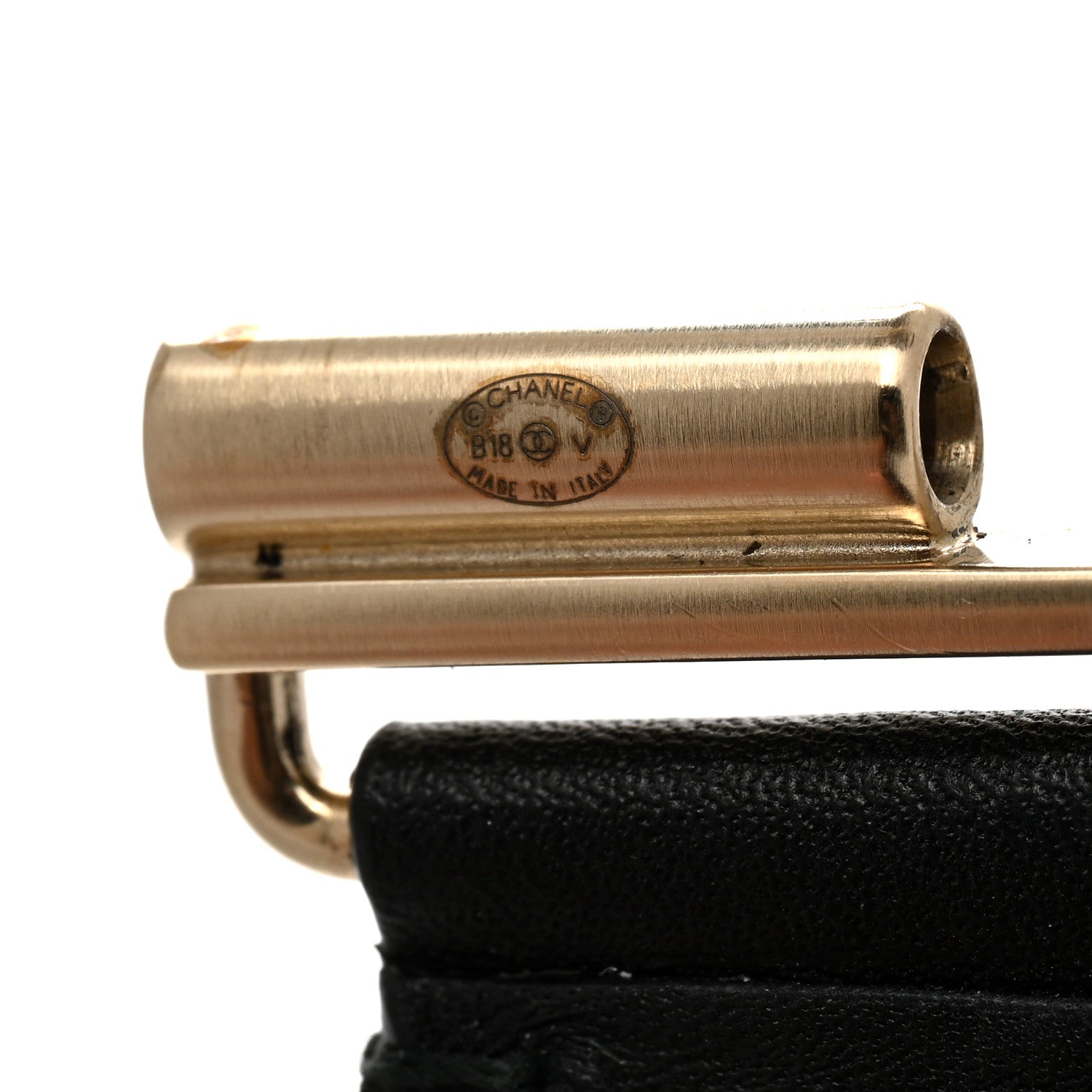Chanel Calfskin CC Wide Cuff L Black Gold 4 of 6