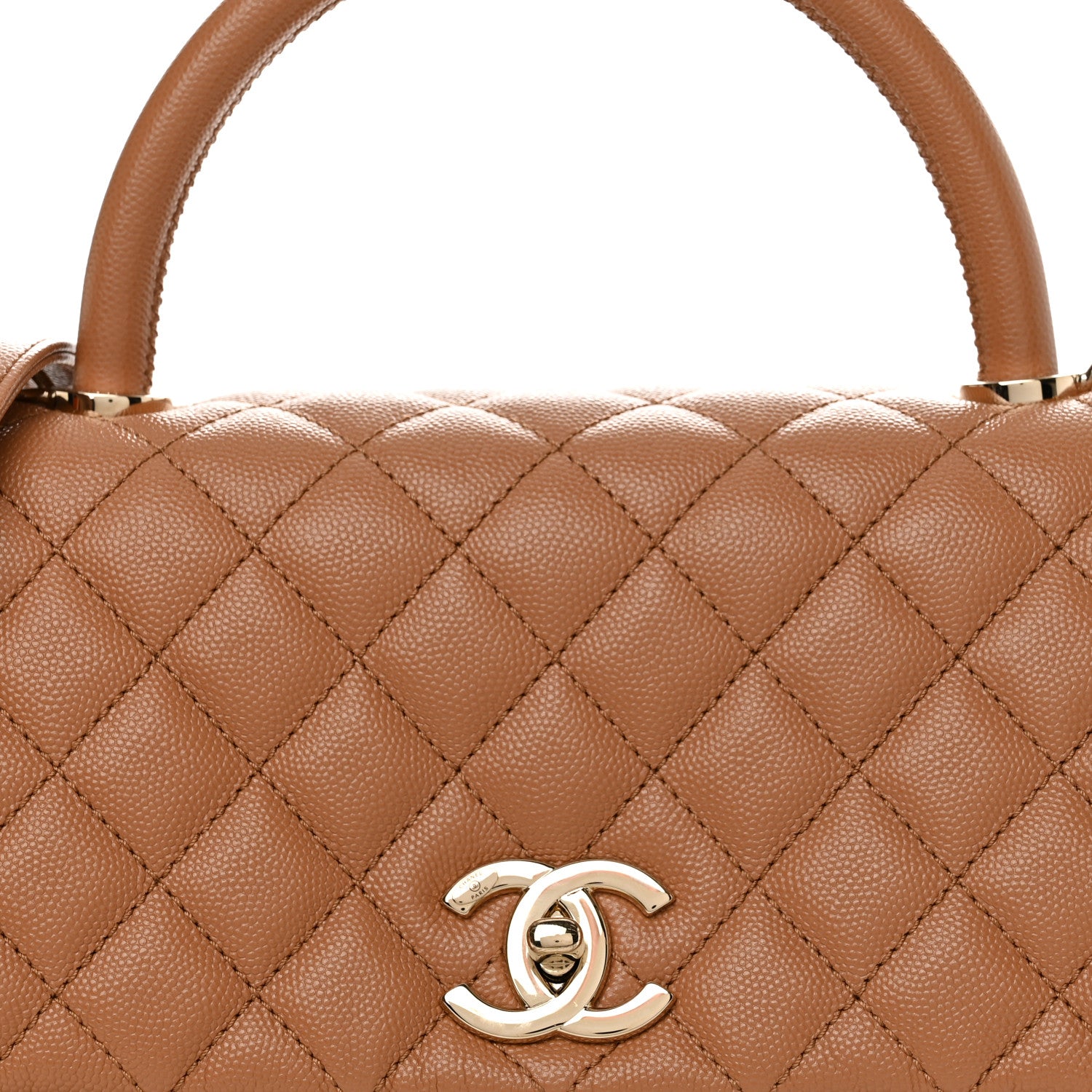 Chanel Caviar Quilted Small Coco Handle Flap Brown 8 of 10