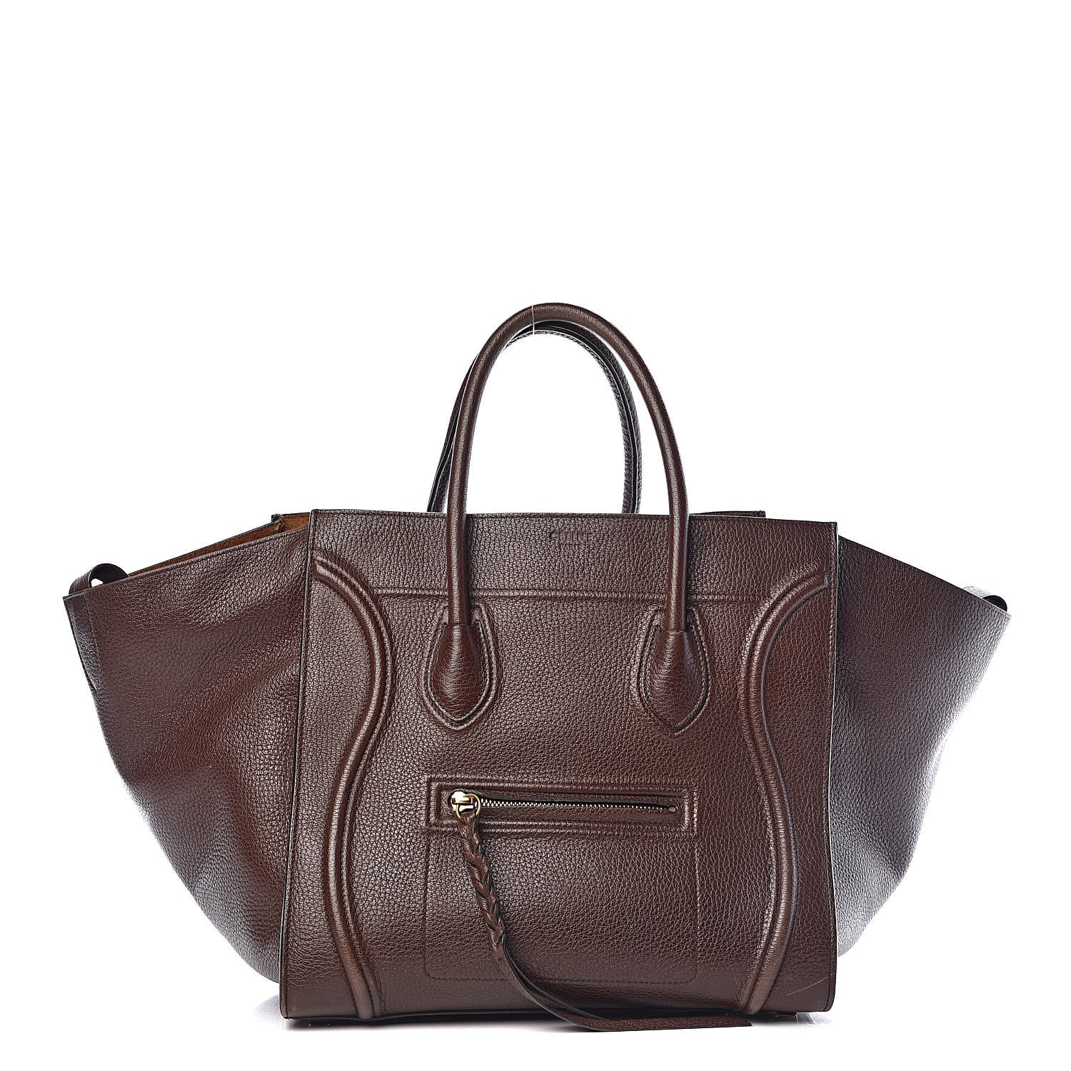 Celine Shiny Grained Calfskin Medium Phantom Luggage Brown 1 of 21
