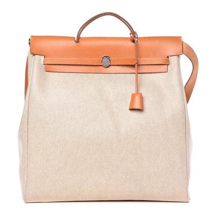 Hermes Toile Vache Calfskin Herbag 40 GM Natural 1 of 12