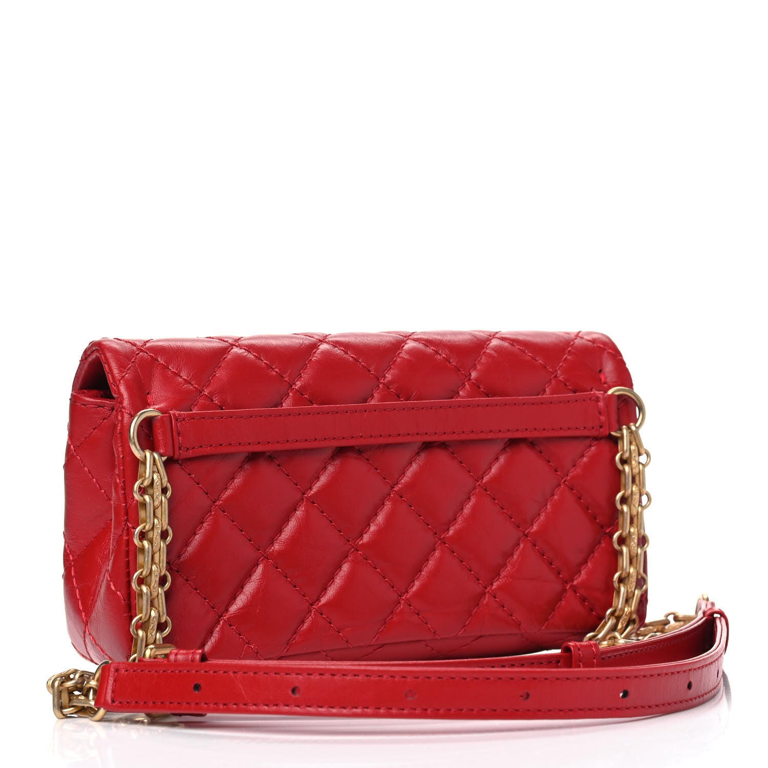 Chanel Aged Calfskin Quilted 2.55 Reissue Flap Belt Bag Red 2 of 4